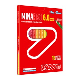 Seven Pastelli Scuola Minapro 6.0 - Scatola 18 Pz, 18 Pastelli a colori con spazio nome personalizzabile, Bambini e Ragazzi