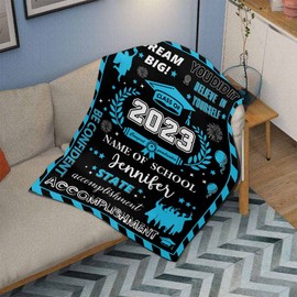 Caisuedawn Custom Graduation Blankets High School Graduation Gifts for Her Him, Customized 2023 Graduation Blankets with Name for Living Room Bedding Sofa Use 60"x80"