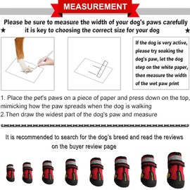 QUMY Dog Boots Paw Protectors Shoes for Large Dogs with Reflective Straps Rugged Anti-Slip Sole Black 4PCS (Size 8: 3.0 inch x3.3(W*L) for 74-88 lbs, Red)