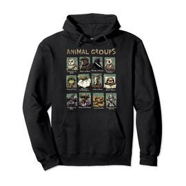 Animal Groups Unveiled - Educational Wildlife Design Pullover Hoodie