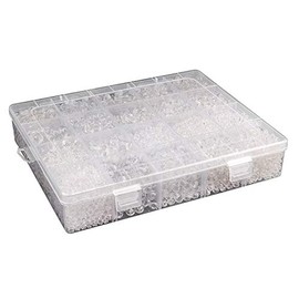 Ideen mit Herz Bead Box with Beads | Transparent Storage Box Filled with 20 Different Beads | Ideal for Threading & Jewellery Crafts | 500g Beads (Clear)