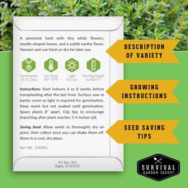 Thyme Seeds for Planting Indoors or Outdoors – English Thyme Seeds (Thymus Vulgaris) for Home Herb Gardens, Pots, and Kitchen Windowsills – Heirloom, Non-GMO – Survival Garden Seeds (1 Pack)