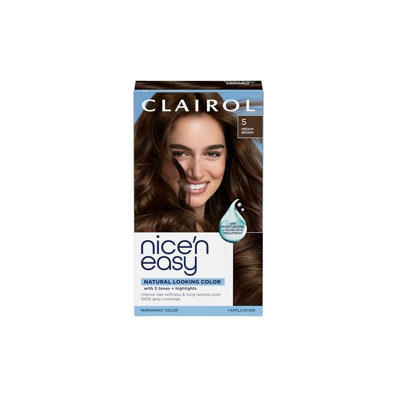 Clairol Nice 'n Easy Permanent Hair Color, 5 Medium Brown,