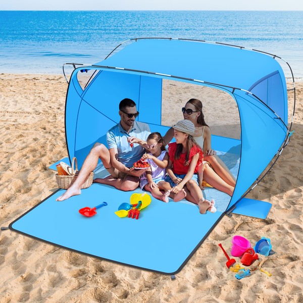 Beach Tent Sun Shelter,4-6 Person Beach Shade Tent, Easy Setup