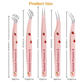 EKYSSO Lash Extension Tweezers Set, 5 Pcs Eyelash Tweezer, Precision Lash Tweezers for 2D-6D Volume & Individual False Lashes Extensions