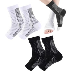 HSLPSM Orthopaedic Compression Socks, Night Compression Socks, Against Heel Spurs and Plantar Fasciitis, Plantar Fasciitis Socks for Men and Women, Compression Socks, black,white,xxl