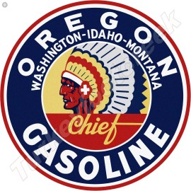 Chief Oregon Gasoline 11.75" Round Metal Sign