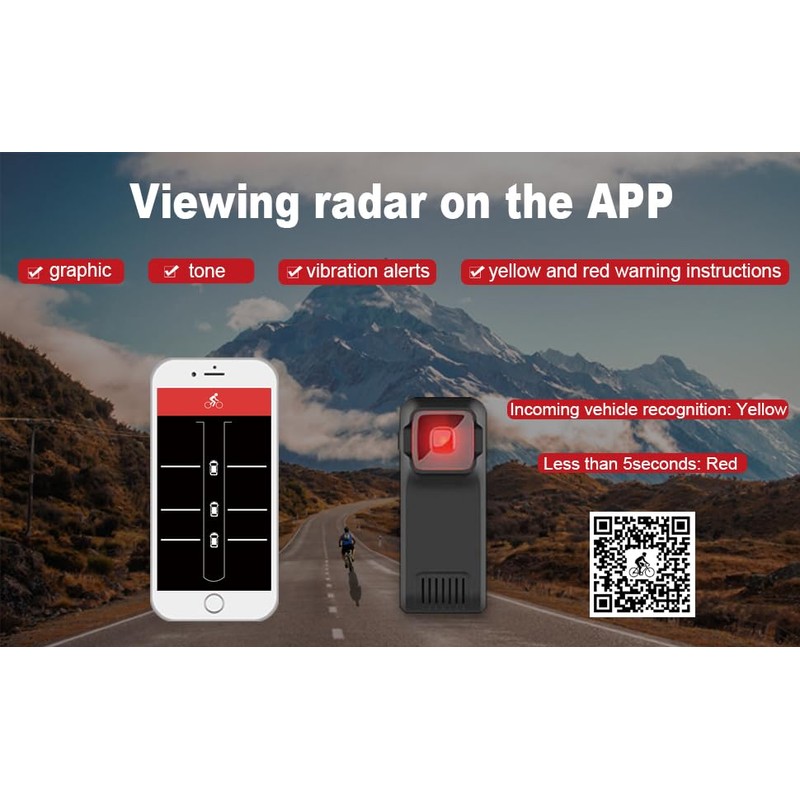 TUTULOO W100 Bike Radar Tail Light,Cycling Radar Tail Light,Visual and