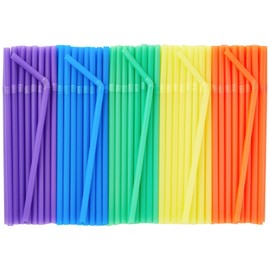 Juvale Flexible Plastic Straws - 8.25 in, 5 Colors, Pack of 300 - Disposable & Bendable Smoothie Straws for Cocktails & Iced Drinks