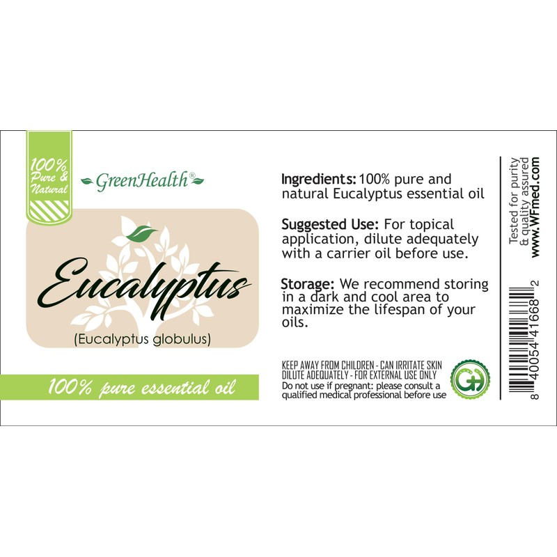 GreenHealth Eucalyptus Globulus Essential Oil – 32 fl oz (946