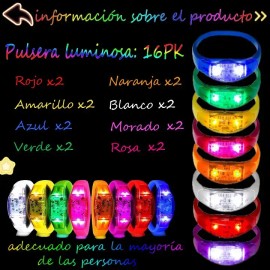 Guo Pulseras Led Neón De 16 Piezas For Fiestas - Rui