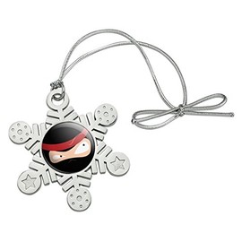 GRAPHICS & MORE Ninja Face Head Funny Metal Snowflake Christmas Tree Holiday Ornament