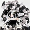 OERJU Graduation Round Backdrop Cover Black and Silver Graduation Decoration