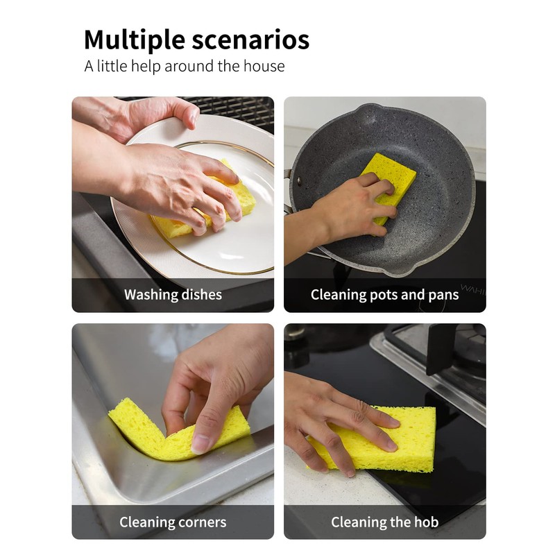 ARCLIBER Cellulose Sponges,Heavy Duty Scrub Kitchen Sponge,Clean Tough Messes Without