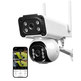 Dygoophy® 4 K Dual Lens Security Camera Outdoor, Surveillance Camera, Cameras for Home Security, AI Detection/Tracking, Color Night Vision, 2.4G WiFi Two-Way Audio, Cloud & SD Card Storage