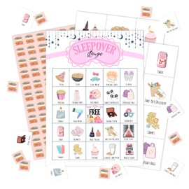 Zcsni Sleepover Bingo Game Cards,Pajama Party Games Decor, Sleepover Party Favors, Pajama Party Activities, Bridal Shower Party Supplies for Women Adults Family Holiday Gathering Bingo Cards-05