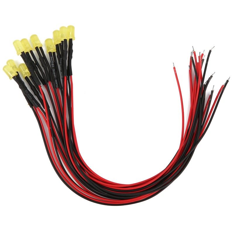 100pcs 12V Clear 5mm Prewired Light Emitting Diodes with 20cm