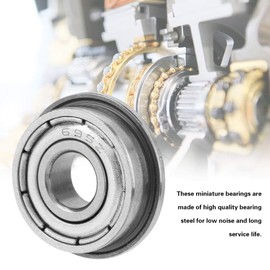 F695ZZ Miniature Flange Bearings, High Speed Universal Double Shielded Deep Groove Ball Bearings, 5 x 13 x 4 mm, Pack of 10
