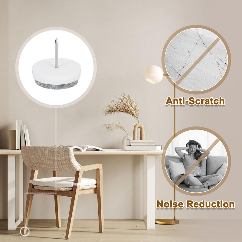 sourcing map Nail-on Furniture Sliders, 24Pcs Nail-on Felt Pads Round