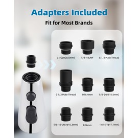 Stainless Faucet Head Replacement Metal Pull Down Kitchen Faucet Head with 15 Adapters, 3 Water Modes Kitchen Sink Faucet Sprayer Head, Chrome Finish
