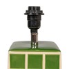 Creative Co-Op Green Grid Stoneware Table Lamp with Linen Shade