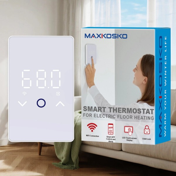 MAXKOSKO WiFi Smart Thermostat with Touchscreen LED Display 120V/240V