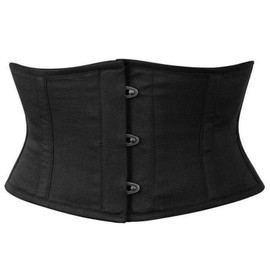 Womens Waist Trainer Cincher Heavy Duty Steel Boned Underbust Waspie Cotton Corset (as1, alpha, xx_s, regular, regular, Black)