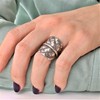 81stgeneration Women .999 Pure Silver Karen Hill Tribe Leaf Textured