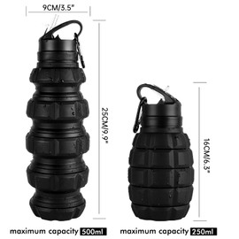 QiCheng&LYS Collapsible Water Bottle Sports Bottle 19.5OZ/580ml Travel Water Bottle for men women kids. BPA Free Food Grade Silicone. (Black)
