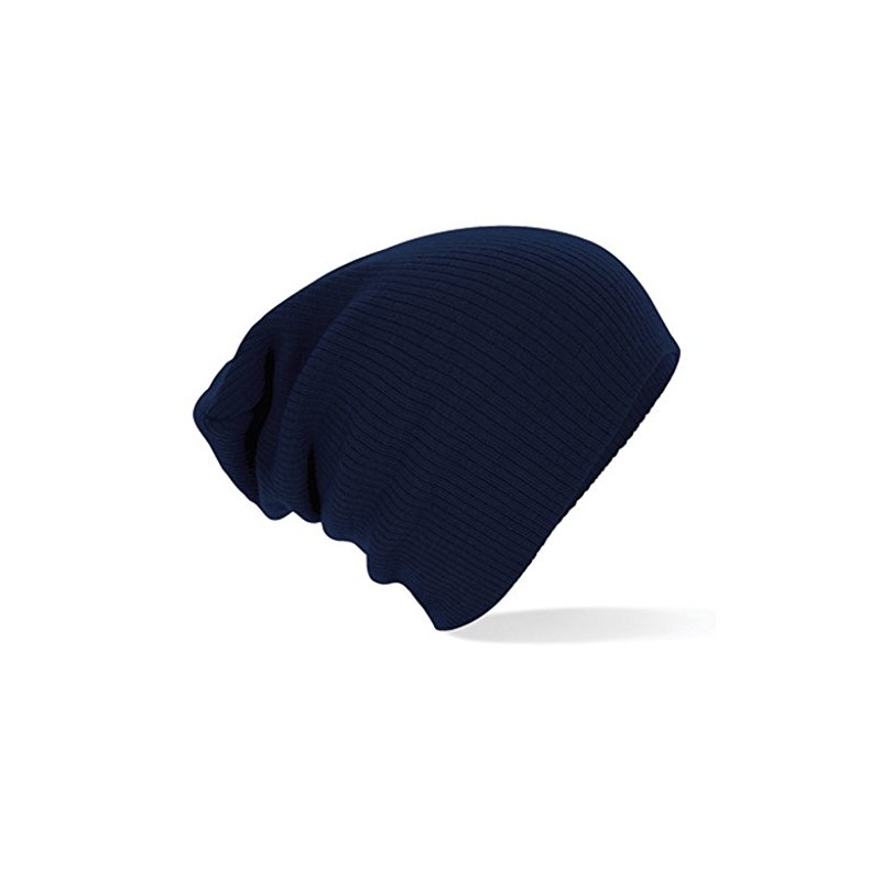 Beechfield Slouch Beanie Knit Hat Navy