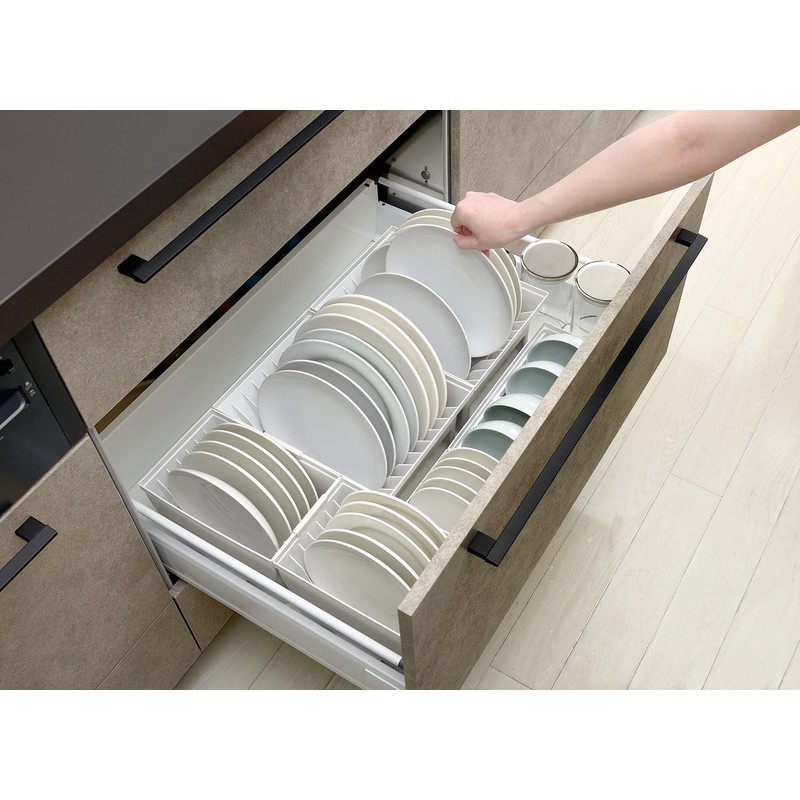 Richell Totono N Dish Stand for Drawers, Wide, White, 11.0