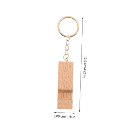 LALAFINA Creative 4pcs Wood Phone Holder Keychains Mini Portable Cellphone Holders Keyring Ornaments