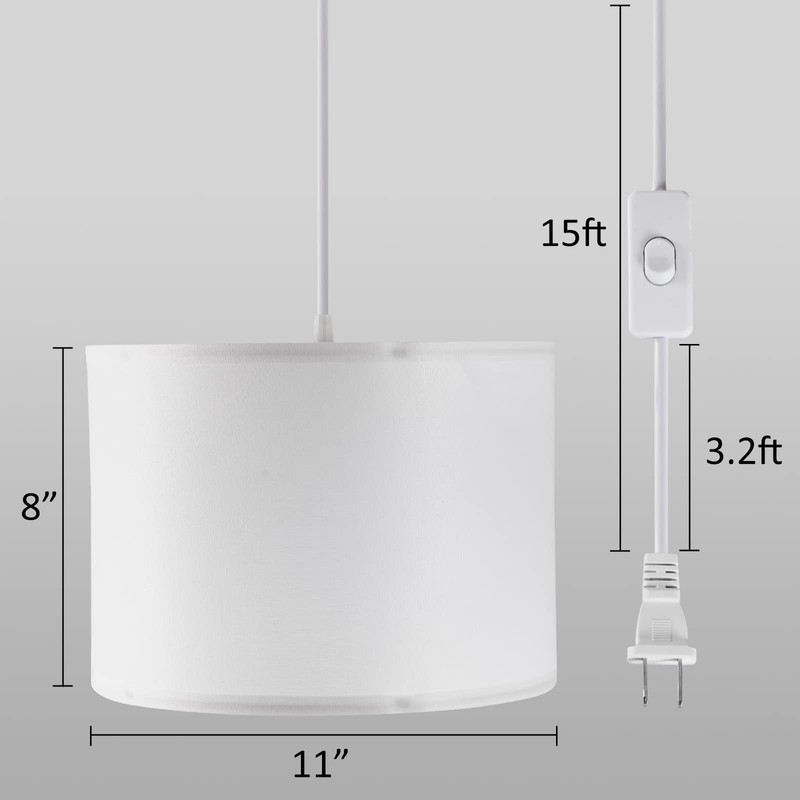 KUAUGST Plug in Pendant Light,15 FT Hanging Lamp with Plug