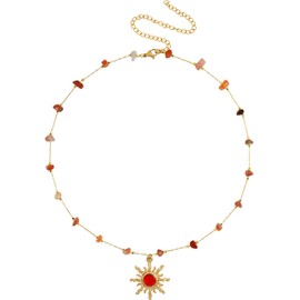 Sacina Boho Hippie Sun Choker, Natural Carnelian Crystal Necklace, Boho Hippie Necklace, Christmas Jewelry Gift For Women