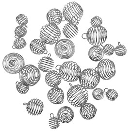 Black Waxed Cord with Spiral Bead Cages Pendants, findTop 50 PCS Necklace Cord Bulk (20 Inch) and 30 PCS Hollow Lantern Ball Charms (3 Sizes) for Jewelry Making