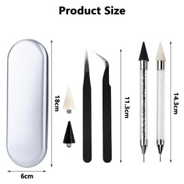 Buaak 6PCS Rhinestone Picker Tool Wax Pencil, Gem Pick Up Tool, Nail Art Gems Tools, Two Rhinestone Pens With Two Tweezers And Two Replacement Tips