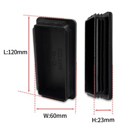 Flyshop 4 Pack Black Plastic Plug Tube Insert Furniture Glides Rectangle Tubing End Cap, 60 mm x 120 mm, 2-3/8" x 4-3/4"