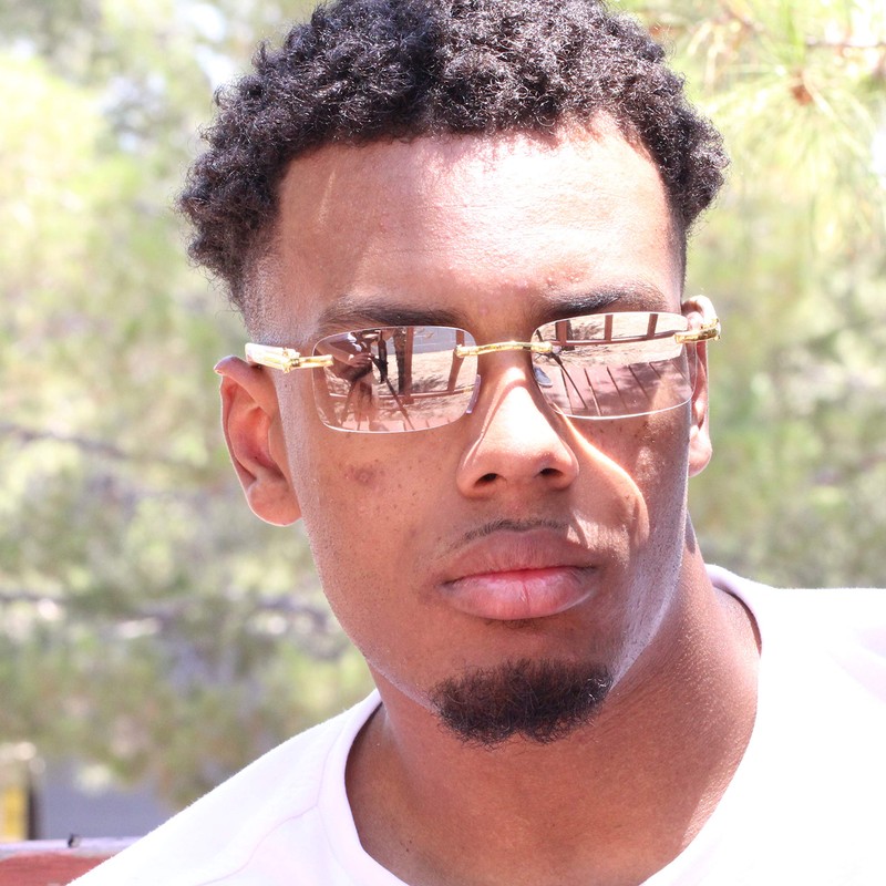 FLAWLESS EYEWEAR Retro Wood Buffs Vintage Style Gangster Rimless Clear