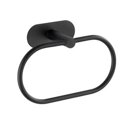 WENKO Turbo-Loc Orea Black Matt Towel Ring, No Drilling Required, Flexible Moving Towel Rail, Solid Quality Made of Stainless Steel, 20.5 x 12.5 x 7.5 cm