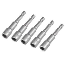 sourcingmap 5 Pcs 1/4" Quick-Change Hex Shank 8mm Magnetic Nut Setter Driver Drill Bit, 65mm Length, Metric
