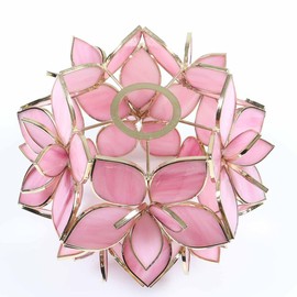 Bieye S10833 Tiffany Style Stained Glass Flower Petal Lampshade (Pink, 8" Rose Lily)