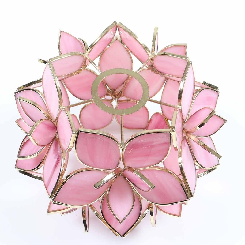 Bieye S10833 Tiffany Style Stained Glass Flower Petal Lampshade (Pink,