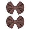 Mini Brown Hair Bows Clips for Girls Toddles Embroidery Flower