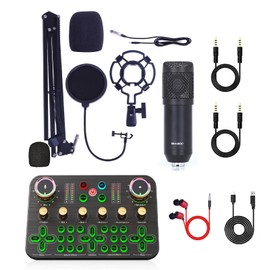 K600 Audio Interface Microphone Kit with DJ Mixer, 48V Phantom Power, for PC/Laptop/Phone, Streaming/Podcasting/Gaming