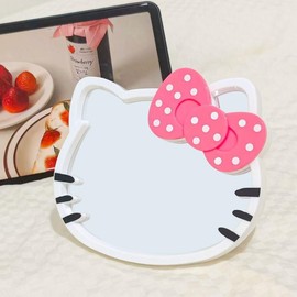 Sanrio Kitty Makeup Storage Mirror, table mirror, kitten shape, Kawaii and makeup mirror, a birthday gift for Kitty fans - Color: Pink-White