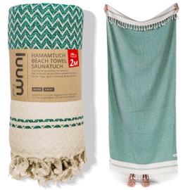 Luum® Beach Towel Large 90 x 200 cm Sauna Towel Hammam Towel Bath Towel Yoga Towel Shower Towel Beach Towel Sauna Towel Travel Towel Turkish Towels Women Men 100% Cotton Mint Green