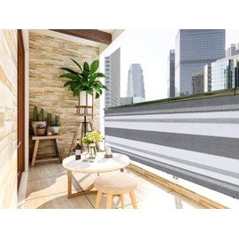 LOVE STORY Balcony Privacy Screen, 3'x16' Deck Shield Screen Fence Cover,UV Protection and Weather-Resistant,3 FT Height for Deck, Patio, Backyard, Outdoor Pool, Porch, Railing, Grey and White