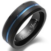 LerchPhi Mens 8MM Black Tungsten Wedding Band with Blue Groove,