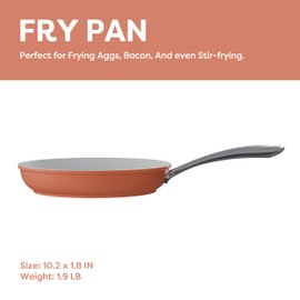 CIARRA Nonstick Ceramic Frying Pan, Non Toxic, PTFE & PFOA Free, Oven Safe & Compatible with All Stovetops, 10.2 Inches, Orange
