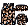 TOADDMOS Corgi Print Backpacks for School Elementary Boys Girls 14-16